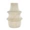 15.25" Cream Textured Paper Mache Fluted Vase with Ring Handle